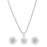 Flower Zircon Diamond Pendant Set - silvermark
